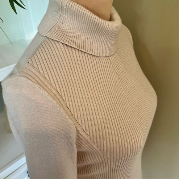 Koradior Women’s Sweater Size Small EU 38 Lined with Soft Fabric Turtleneck Tan - Picture 5 of 14